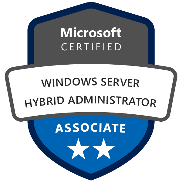 Windows Server Hybrid Administrator Associate Microsoft certification badge